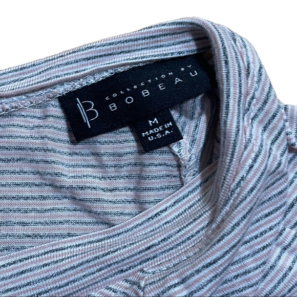 medium gray pink and white striped collection by bobeau quarter link shirt - Picture 2 of 2